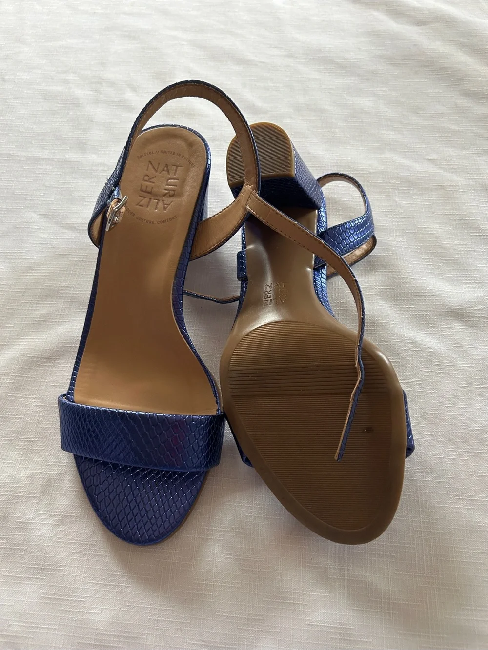 Naturalizer Navy Textured Slingback Heels